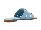 Tommy Hilfiger Triple Strap Slide Open Toe Flat Sandals Light Denim Blue 7M