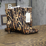 A New Day Block Heel Ankle Boots with Memory Foam Tiger Print Brown Multi 7M