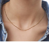 Hey Harper Waterproof Ivy Beaded Cable Chain 14K Plated Necklace Gold Yellow 16"