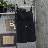 Swim Solutions Tie Front Empire-Waist Swimdress One Piece Swimsuir Black 12