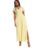 Bar III Woven Smocked-Waist Maxi Dress 100150770 Wildflower Yellow M