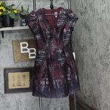 Vince Camuto Womens Jacquard Fit & Flare Puff-Sleeve Dress Wine Red Multi 6