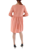 Ny Collection Womens Petites Textured V-Neck Shift Dress Tawny Orange PM