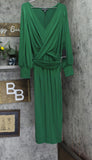 Eloquii Size Knit Cross Front Cuffed Sleeves Self Tie Midi Dress Eden Green 20