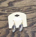 Tint Womens Fashion Teardrop Rhinestone Dangly Drop Earrings Gold / Clear 1.5"