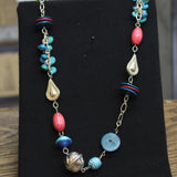 Chico's Filigree Teardrop Accent Statement Necklace Silver Gray Multi 38" + 4"