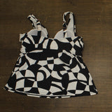 Raisins Womens Tanzania Swim Tankini Top 19601916675 Black White Multi 16W