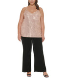 Calvin Klein Plus Size Sequined Strappy Camisole Cami Champagne Brown 3X