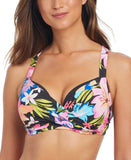 Bleu By Rod Beattie Escape Cross Strap Bra-Sized Bikini Swim Top Black Multi 34D