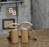 A New Day Womens Haley Ankle Strap Single Band Flare Heels 92562636 Tan Brown 6M