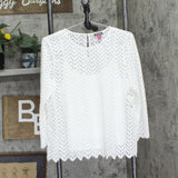 Vince Camuto Womens Lined Lace Blouse 91624077 White L
