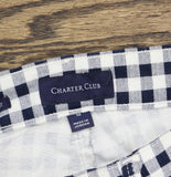 Charter Club Lexington Straight Leg Pants Gingham Navy Blue / White 10