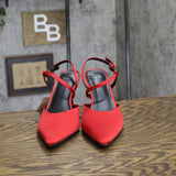A New Day Womens Rosemary Heels Satin Strappy 94646859 Red 9M