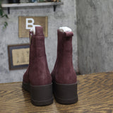 Lucky Brand Suede Almond Toe Ankle Chelsea Boots Booties Winter Cherry Purple 5M