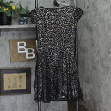 Emerald Sundae Juniors Laser Cut Lined Fit Flare Cap Sleeve Dress Black 13