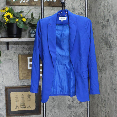 Calvin Klein Womens Open Front Ventless Blazer Jacket TO5JL948 Royal Blue 4P