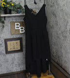 24Seven Comfort Apparel Hi-Lo Sleeveless Pleated Dress Black See Measurements