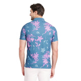 All In Motion Mens Floral Print Textured Polo Shirt 89765666 Blue / Lilac XXL