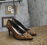 On 34th Womens Jeules Pointed-Toe Slip-On Pumps Leopard Micro Brown 6.5M