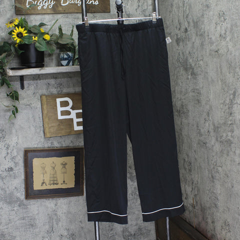 INC International Concepts Womens Satin Pajama Pants 100188267MS Deep Black M