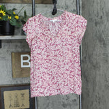 :LC Lauren Conrad Unlined Ruffle Trim Blouse Shirt Top Purple Pink Multi M