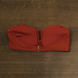 DKNY Womens Shirred U-Wire Bandeau Bikini Top DIMTS403 Sunset Brown Orange XL