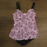 Swim Solutions Tiered Fauxkini One-Piece Swimsuit Magenta Purple Multi 16