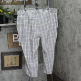 Ava & Viv Womens High-Rise Tapered Pants 89557691 Cream Plaid Off White 26