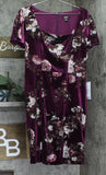 SLNY Womens Embellished Sheath Velvet Floral Print Dress Magenta Purple Multi 14