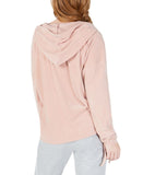 Material Girl Active Juniors Womens Lace-Up Velour Hoodie Shimmer Pink M