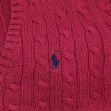 Ralph Lauren Sport Womens Vintage V-Neck Knit Cotton Pullover Sweater Red L