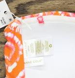 Anne Cole Tie Dye Foulard Twist Bandeau Bikini Swim Top Pink / Orange Multi S
