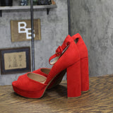 Sun + Stone Reemaa Block-Heel Platform Open-Toe Sandals 10018613300 Red 9W