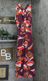 Sam Edelman Women's Hoyal Large Floral High-Neck Dress Wine Multi Red 4