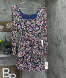 City Studio Juniors Square-Neck Fit Flare Shear Lined Dress Navy Blue Multi S