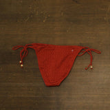 Red Carter Womens Tie-Side Beaded Bikini Bottom RCMM25505 Ember Red Orange L