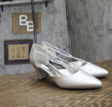 Easy Street Womens Moonlight Dress Block Heel Pump Silver Satin Gray 9W