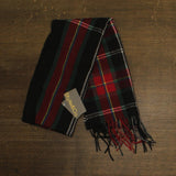 Style & Co. Womens Tartan Plaid Scarf Fringe Rectangle Fuzzy Black Red Multi