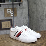 Tommy Hilfiger Womens Low Top Skater Sneaker Lace-Up Flat White Multi 6.5M