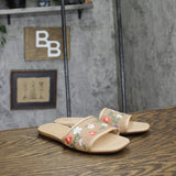 A New Day Womens Elain Floral Embroidered Mesh Slide Sandals Tan Brown 5.5M