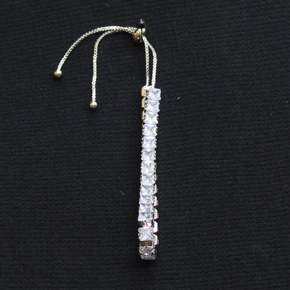 Tennis Slider Adjustable Bracelet Silver Gray / Clear