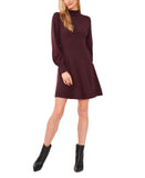 Cece Women's Long Sleeve Smock Cuff Mock Neck Sweater Dress Dark Cocoa Brown L
