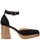 Sun + Stone Leoniee Ankle-Strap Platform Dress Sandals Black Microsuede 5.5M