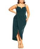 City Chic Womens Trendy Plus Size Sassy V Wrap Dress 6575644 Emerald Green 16W