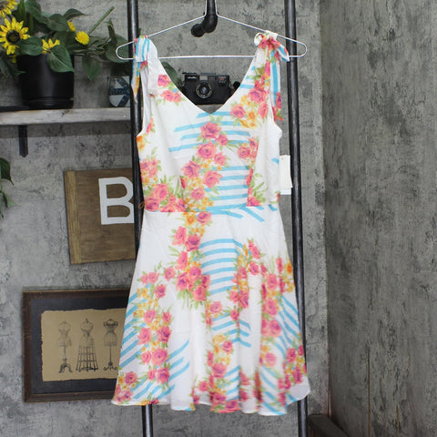 City Studio Juniors Floral-Print Fit & Flare Dress Blue Multi 5