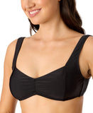 Salt + Cove Juniors Center-Ruched V-Neck Bikini Top SC251007BT Black XL