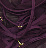 Becca Muse Mesh Overlay Convertible Bralette Bikini Swim Top Aubergine Purple D