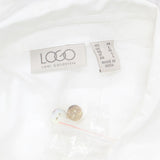 LOGO by Lori Goldstein Womens Cotton Button Up Long Sleeve A-Line Shirt White M