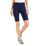 ID Ideology Womens Petite Compression High-Rise 10" Bike Shorts Navy Blue PP
