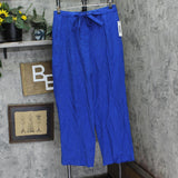 DKNY Womens Twill Tie-Front Pleated Belted Pants P4GKTX72 Lapis Blue 12